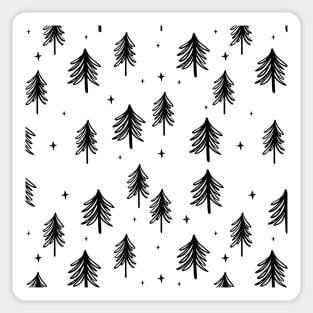 Black and White Christmas Tree Doodle Sticker